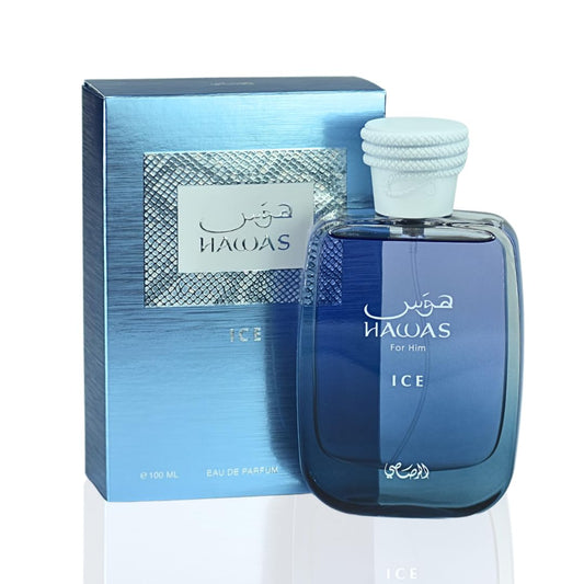 Rasasi Hawas Ice Eau De Parfum Spray for Men, 3.4 Ounce, Fresh Aquatic, Long Lasting Fragrance