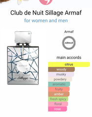 Armaf Club De Nuit Sillage EDP Spray Men 3.6 oz Scent With Notes of lemon, lime, violet leaf, rose, and jasmine Floral Fragrance
