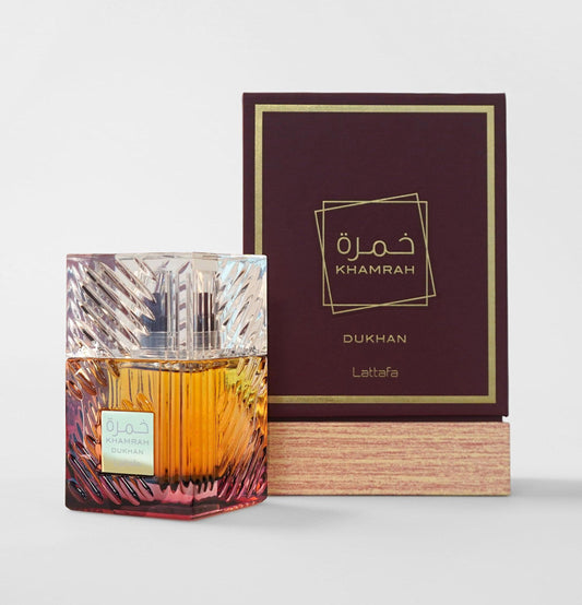 Lattafa Khamrah Dukhan Eau De Parfum | 3.4 oz 100ml For Unisex | Long-Lasting Fragrance | Warm Spices & Rich Amber
