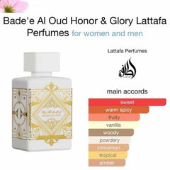 Lattafa BADE'E AL OUD HONOR & GLORY 3.4 EAU DE PARFUM SPRAY