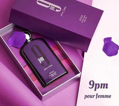 Afnan 9 PM Pour Femme EDP Spray for Women 100 ml - 3.4 oz - Notes Apple, Lavender, Bergamot, Orange Blossom Vanilla, Amber I Long Lasting Fragrance