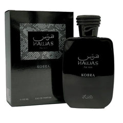 Rasasi Hawas Malibu Eau de Parfum & Kobra for Men – 100ml (3.4oz) Each | A Powerful Duo of Freshness and Strength for the Modern Man