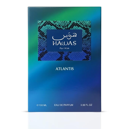 RASASI Hawas Atlantis Eau de Parfum for Men | 100 ml (3.4 oz) | Fresh & Modern Scent Spray