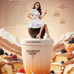 Arabiyat Sugar Dulce De Leche EDP 3.4fl.oz Unisex Gourmand Fragrance with Caramel Waffle Jasmine Notes & Creamy Heart
