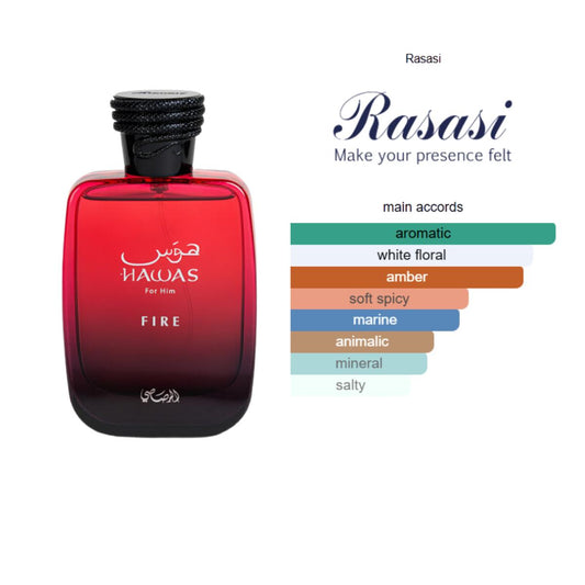 RASASI Hawas Fire 100ml Eau De Parfum |  Arabian Scent for Men, Exuding Strength & Elegance