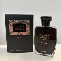 Rasasi Hawas Black for Men - Eau de Parfum, 3.33 oz - Rich Woody and Citrus Scent - Long Lasting Fragrance