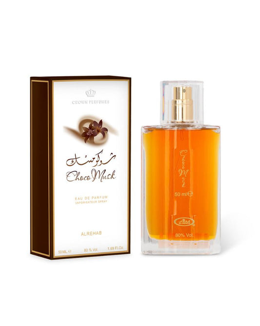 Al-Rehab Choco Musk Perfume Set - Eau de Parfum 50ml & 6ml Concentrated Oil - Sweet Vanilla Chocolate Musk Notes for Men Women Long Lasting Unisex Fragrance