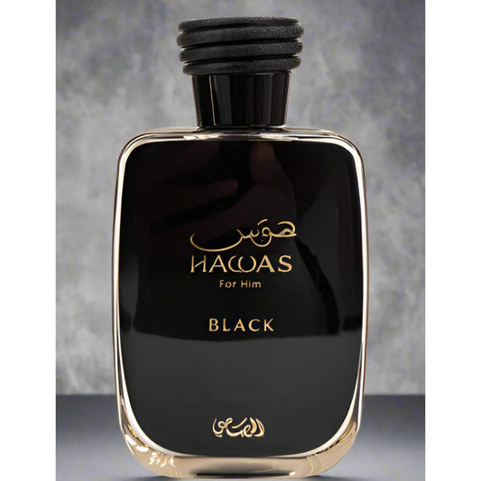 Rasasi Hawas Black for Men - Eau de Parfum, 3.33 oz - Rich Woody and Citrus Scent - Long Lasting Fragrance