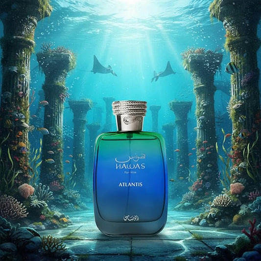 RASASI Hawas Atlantis Eau de Parfum for Men | 100 ml (3.4 oz) | Fresh & Modern Scent Spray