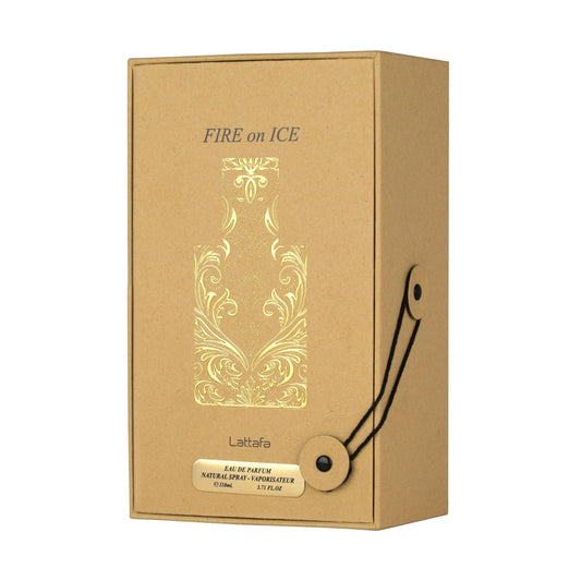 Lattafa Fire on Ice Eau De Parfum 3.71 oz 110 ml Unisex Oriental Long Lasting Fragrance Liquid Natural Spray with Smoky Spicy Notes