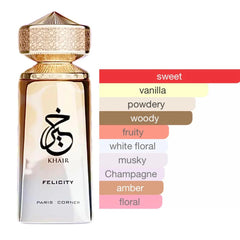 Paris Corner Khair Felicity Perfume - 3.4 fl oz Sparkling Joyful Unisex Fragrance with Champagne Cassis Rose Vanilla Musk Notes