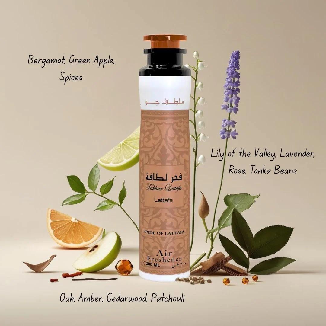 Fakhar Air Freshener 300ML (10.1 OZ) by Lattafa | A Luxurious Air Freshener with Crisp Fruits, Blooming Florals & a Warm, Woody Base.