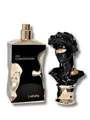 Lattafa His Confession for Men Eau de Parfum Spray, 3.4 Ounce / 100 ml | Lattafa New Release  | Long Lasting Fragrance | Spicy, Amberwood, Vanilla
