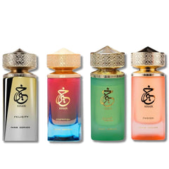 Paris Corner Khair Perfume Set – 4 x 100ml / 3.4 oz Unisex Scents | Felicity, Confection, Pistachio, Fusion