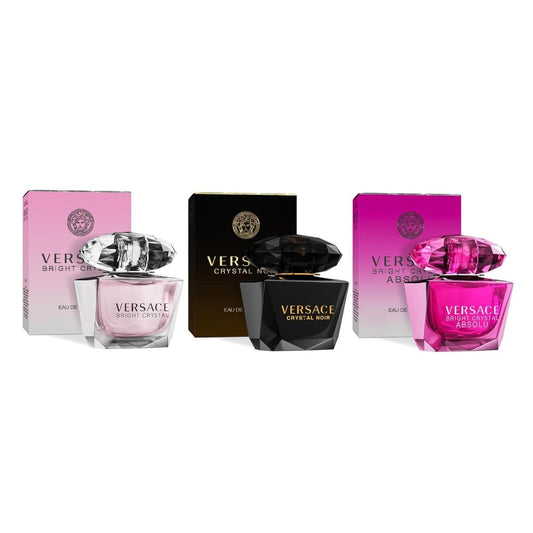 Versace Women's Fragrance Set - Bright Crystal, Crystal Noir & Bright Crystal Absolu - 3 Bottles, 1.7 oz Each - Eau de Toilette  Fresh Floral Collection