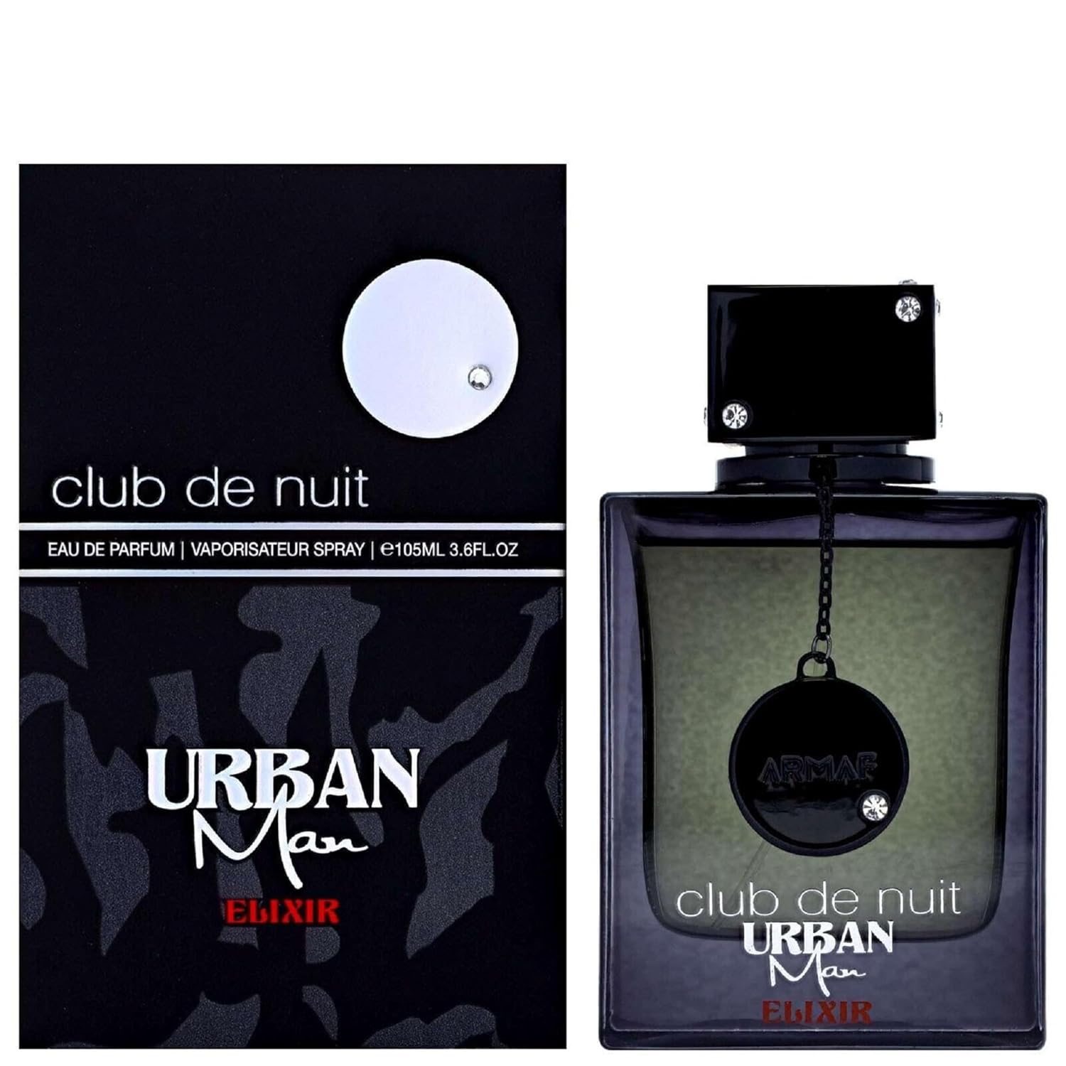Armaf Club De Nuit Urban Man Elixir for Men Eau de Parfum Spray, 3.6 Ounce | Long Lasting | notes of Bergamot, Pink Pepper, Jasmine, Lavender, Amber
