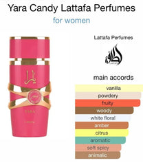 Lattafa Yara Candy for Women Eau de Parfum Spray 3.4 Ounce / 100 ml Long Lasting Fragrance Scent