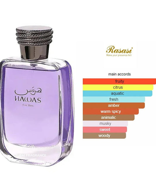 RASASI Hawas For Him Eau De Parfum Spray - Long Lasting Perfume for Men