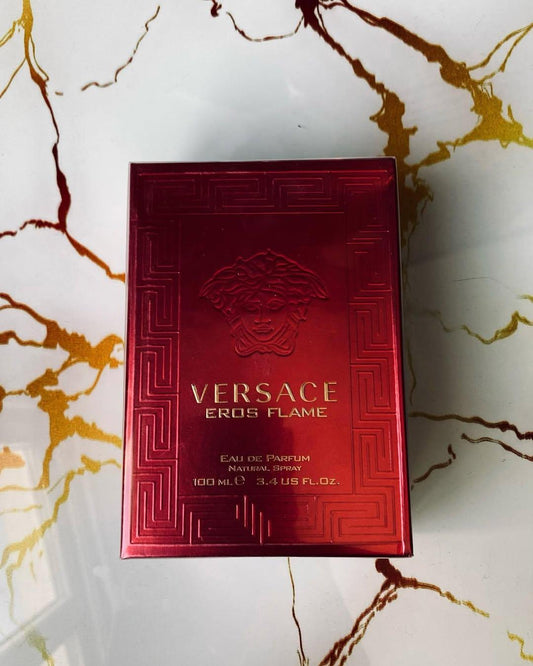 Versace Eros Flame Eau De Parfum for Men 3.4 oz & 1.7 oz Long Lasting Fragrance Musk Fresh and Spicy Woody Top Notes