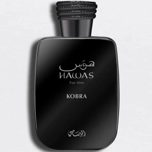 Rasasi Hawas Kobra Eau de Parfum 3.4 oz 100ml for Men Bold Oriental Woody Fragrance with Ginger Bergamot & Green Tea Notes