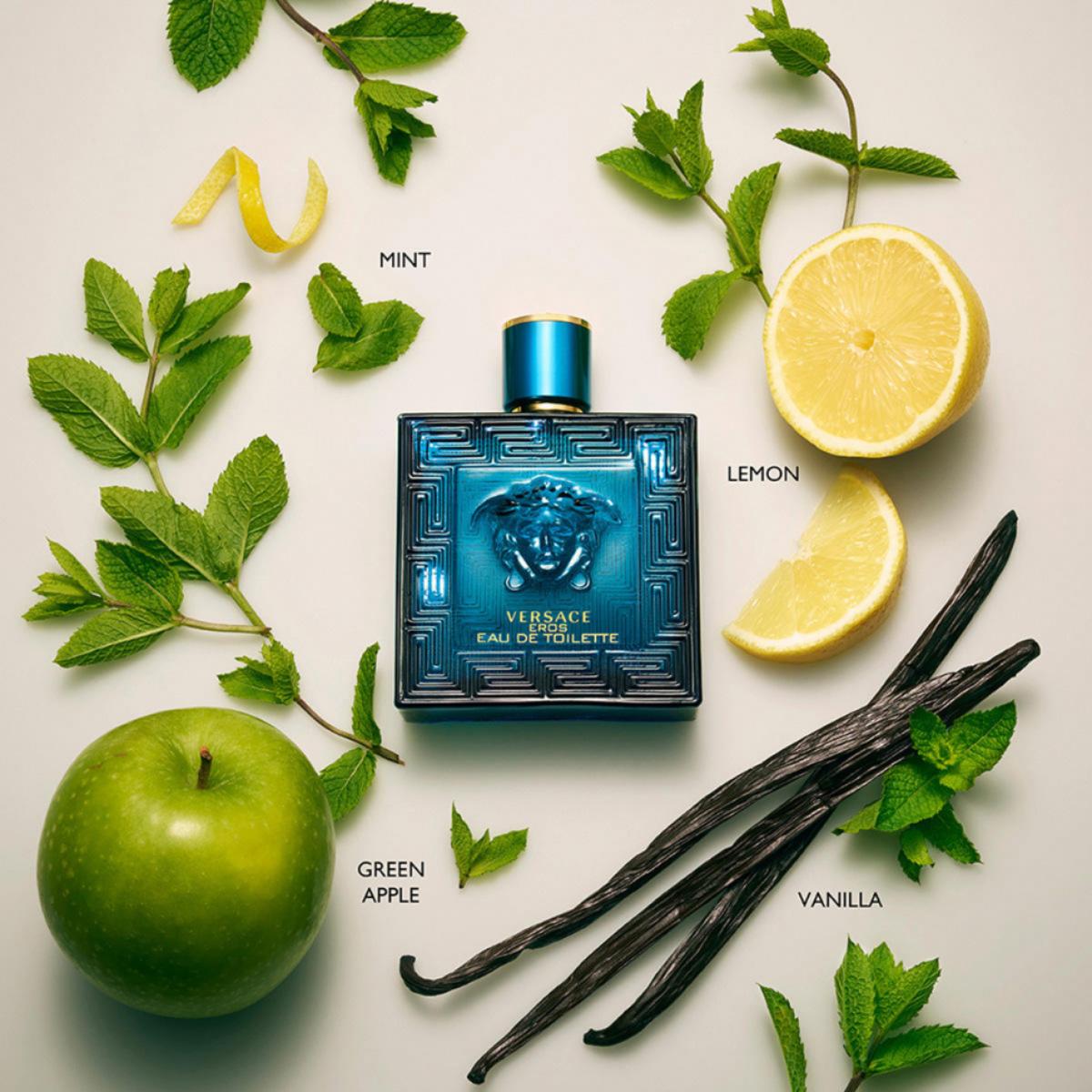 Versace Eros for Men 3.4 oz Eau de Toilette Spray 100 ml - Bold Fragrance with Mint, Green Apple, Geranium, Vanilla, and Oakmoss Notes