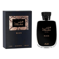 Rasasi Hawas Black for Men - Eau de Parfum, 3.33 oz - Rich Woody and Citrus Scent - Long Lasting Fragrance