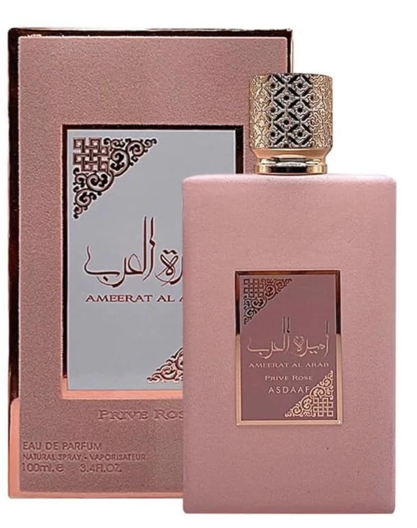 Lattafa Asdaaf Ameerat Al Arab Prive Rose Eau de Parfum Spray for Women, 3.4 Ounce Aroma Floral