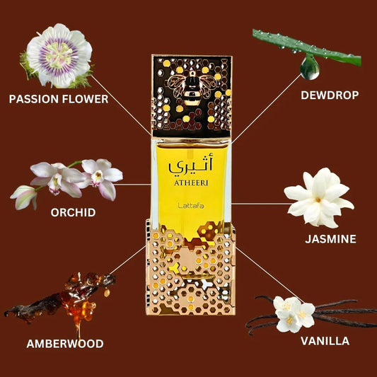 Lattafa Atheeri Eau de Parfum Spray 3.4 Ounce Soft Ethereal Floral Gourmand Fragrance with Passionflower & Orchid Top Notes