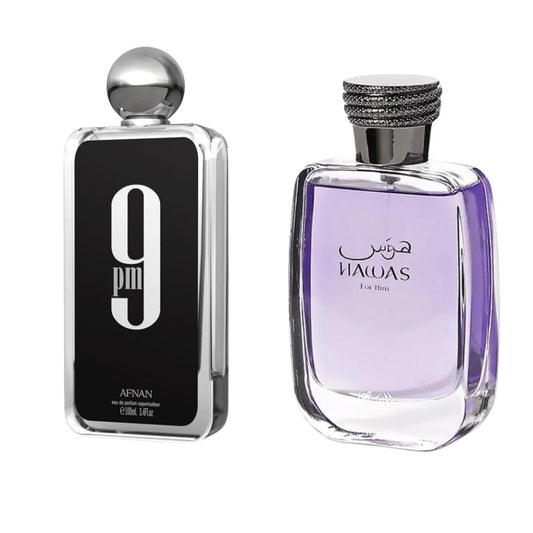 Value Bundle Rasasi Hawas 100ml & Afnan 9PM 100ml For Men - Fragrance Gift Combo - Long Lasting Fragrance Duo