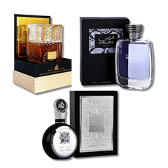 Lattafa Fakhar Men & Khamrah & Rasasi Hawas Bundle - 3x100ml Eau de Parfum Set Long Lasting Fragrance