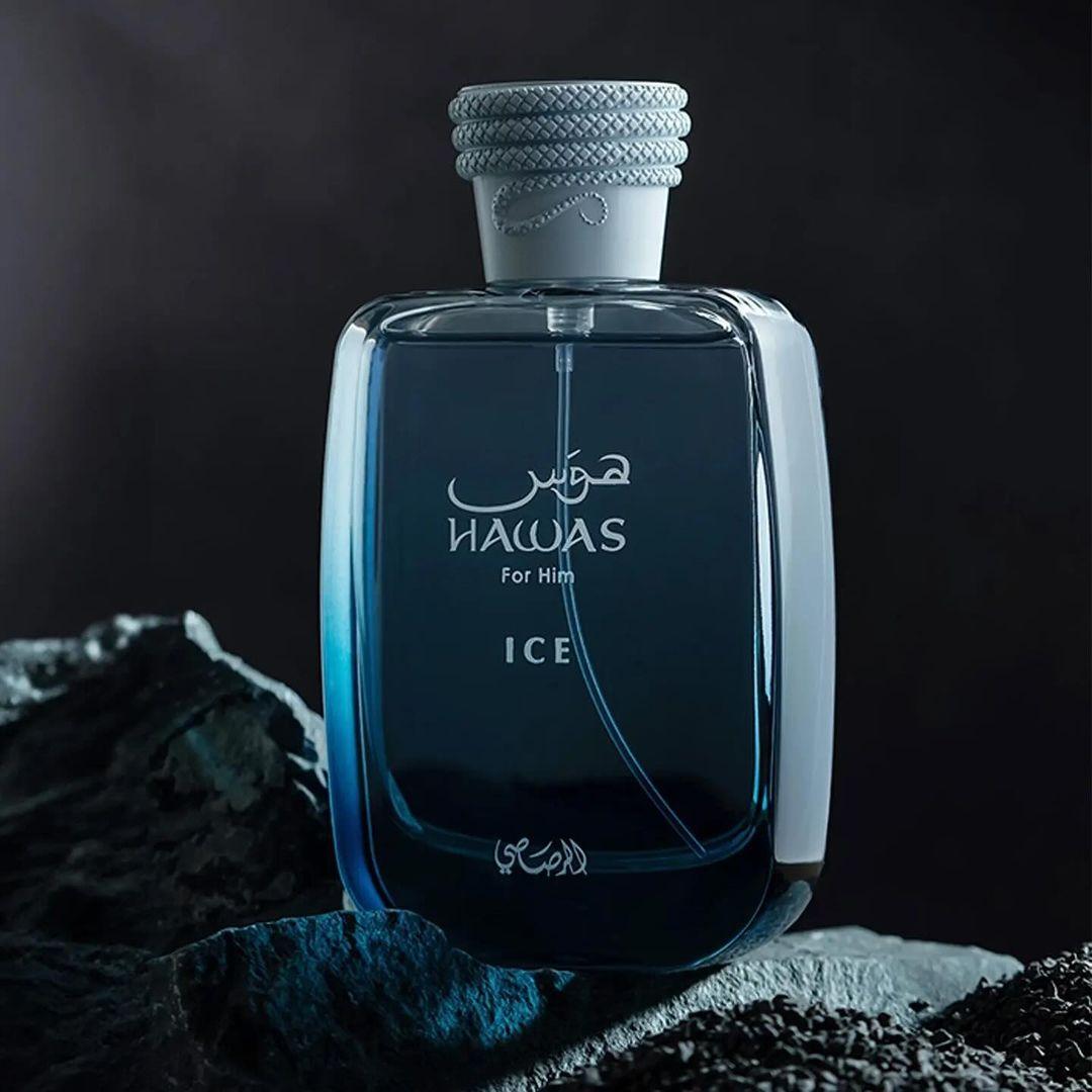 Rasasi Hawas Ice Eau De Parfum Spray for Men, 3.4 Ounce, Fresh Aquatic, Long Lasting Fragrance