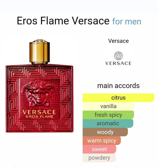Versace Eros Flame Eau De Perfume for Men 100 ML (3.4 oz) Long Lasting Fragrance | Musk , Fresh and spicy