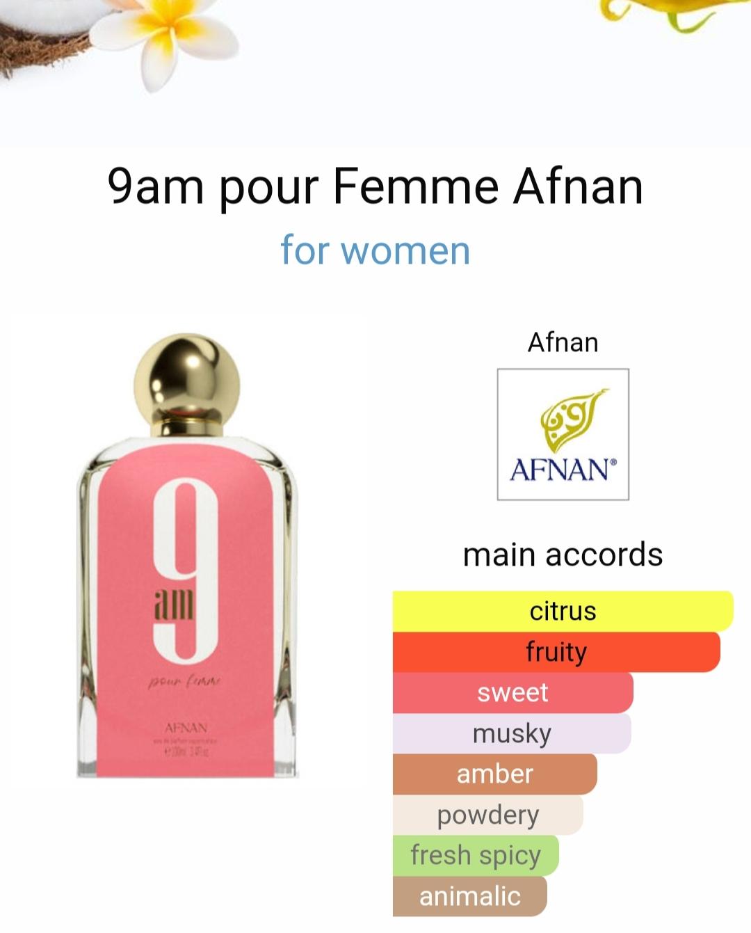 Afnan 9 AM Pour Femme Women's EDP Spray - 3.4 oz, Long Lasting, Amber, Citrus, Fruity, Sweet, Musky Fragrance | First choice in women fragrance