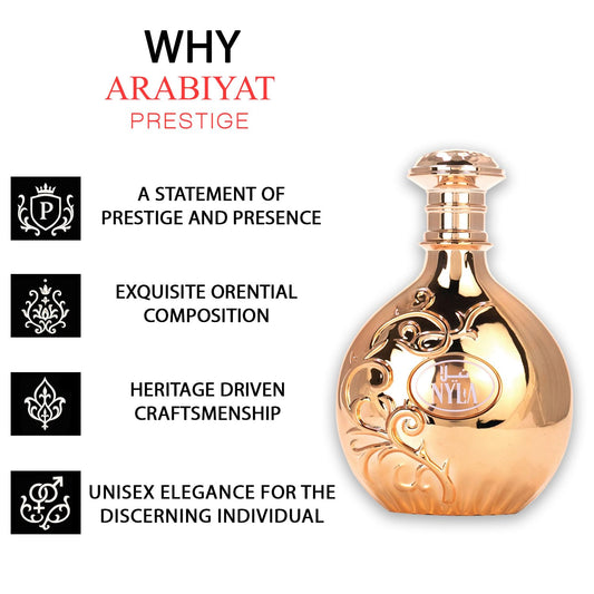 Arabiyat Prestige Nyla Eau De Parfum 2.7 fl oz 80 ml for Women - Exquisite Floral & Musky Fragrance with Coconut Bergamot Notes