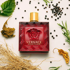 Versace Eros & Eros Flame Edt Combo for Men 3.4 oz Each - Sophisticated Fragrance Set with Mint, Green Apple, and Spicy Top Notes