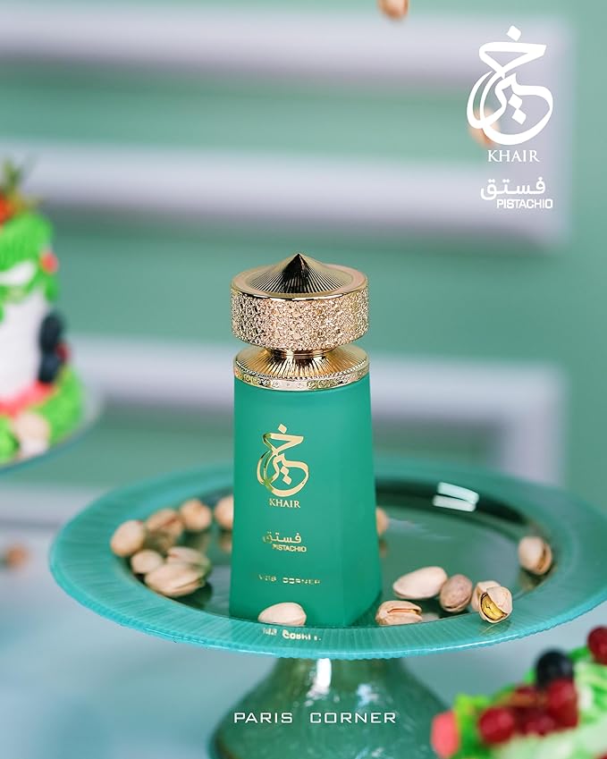 Paris Corner Khair Pistachio Eau de Parfum | Creamy Pistachio Delight | 100ml / 3.4 fl oz EDP for Men & Women | Long lasting fragrance