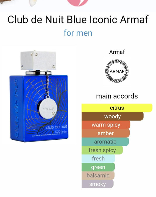 ARMAF Club de Nuit Blue Iconic for Men Eau de Parfum Spray, 3.6 Ounce  / 105 ml   | Notes Grapefruit, Mint, Lemon, Jasmin, Amber Fragrance Perfume