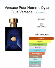 Versace Pour Homme Dylan Blue for Men 6.7 oz / 200 ml Eau de Toilette Spray Long Lasting Fragrance