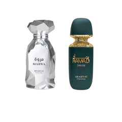 “Arabiyat Prestige Perfume Bundle – Ramad Oriental & Marwa Eau de Parfum | Long-Lasting | 100ml / 3.4 oz Each