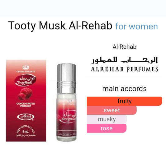 Al-Rehab Pack of 6 Tooty Musk Roll-on Perfume Oil for Men and Women - 6ml (0.2oz) Unisex Fragrance Bundle