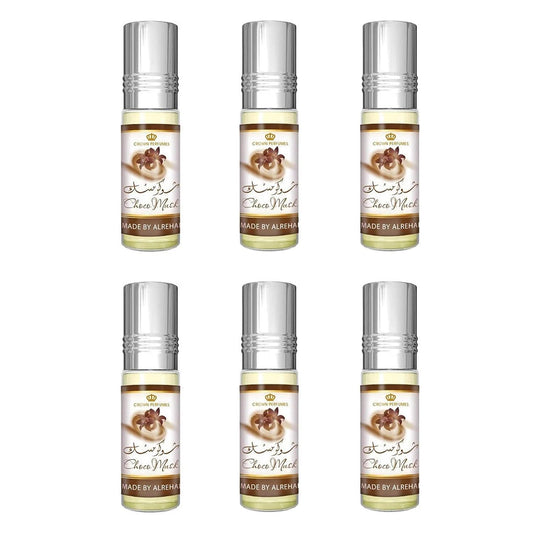Al-Rehab Pack of 6 Choco Musk Roll-on Perfume Oil for Men and Women - 6ml (0.2oz) Unisex Fragrance Bundle
