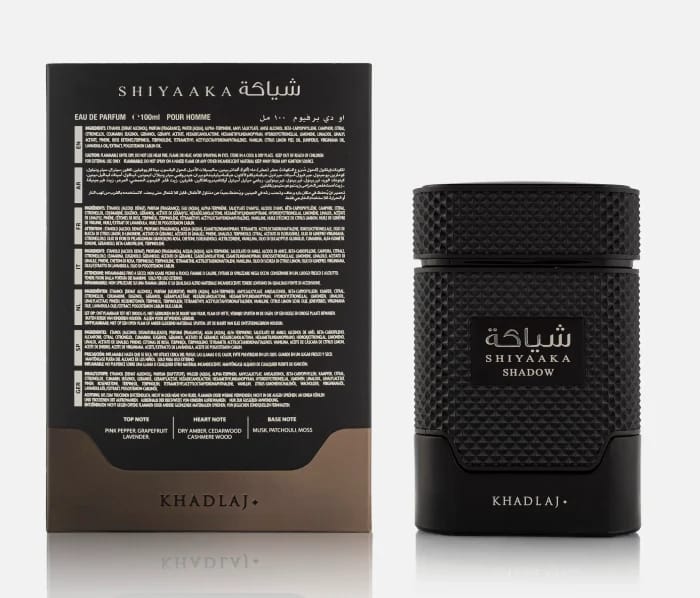 Shiyaaka Shadow Special Edition by Khadlaj for Men – EDP 100ml (3.4 oz), Pink Pepper , Cedarwood & Musk