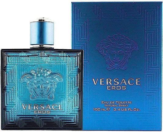 Versace Eros for Men 3.4 oz Eau de Toilette Spray 100 ml - Bold Fragrance with Mint, Green Apple, Geranium, Vanilla, and Oakmoss Notes