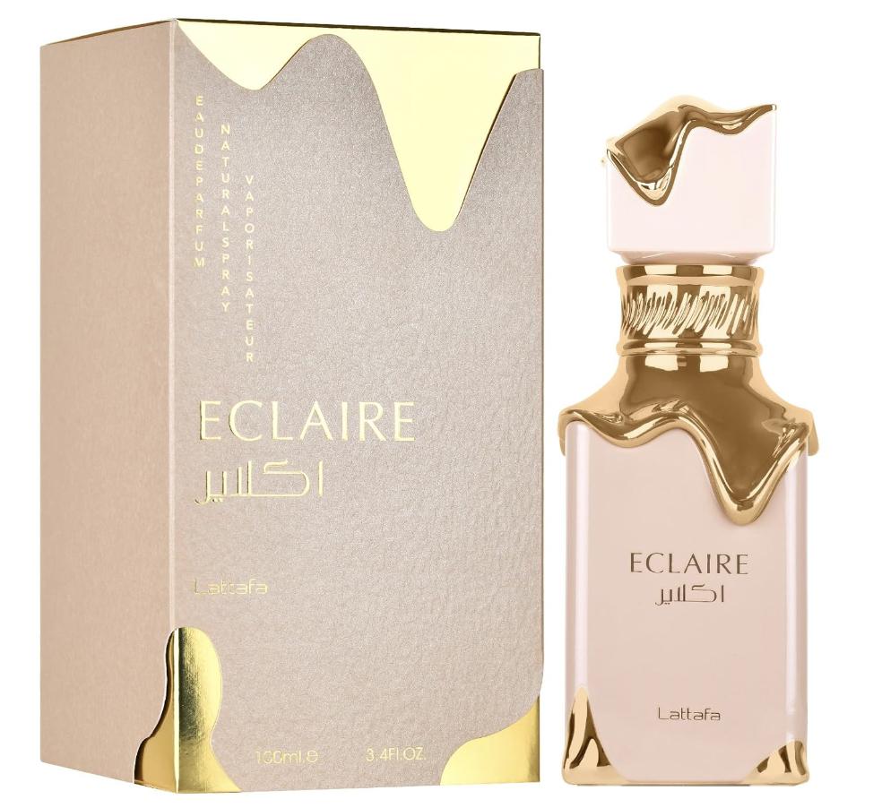 Lattafa Eclaire Eau de Parfum Spray for Women, 3.4 Ounce, caramel, vanilla